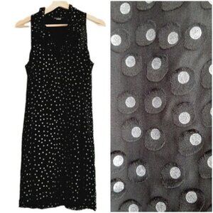 AX ARMANI EXCHANGE / Polka-Dot Sleeveless Dress Textural Dot & Rufle Design Sz S